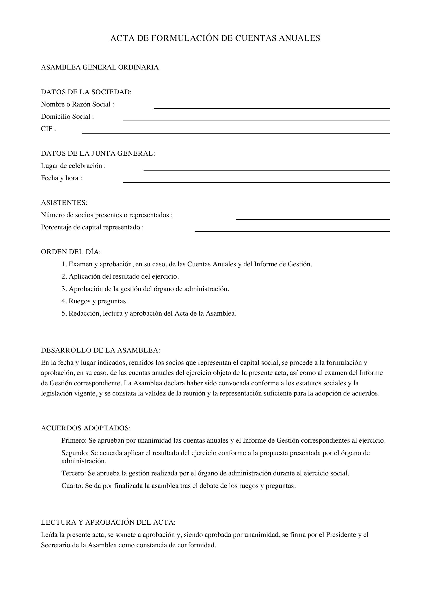 Acta Formulación Cuentas Anuales
