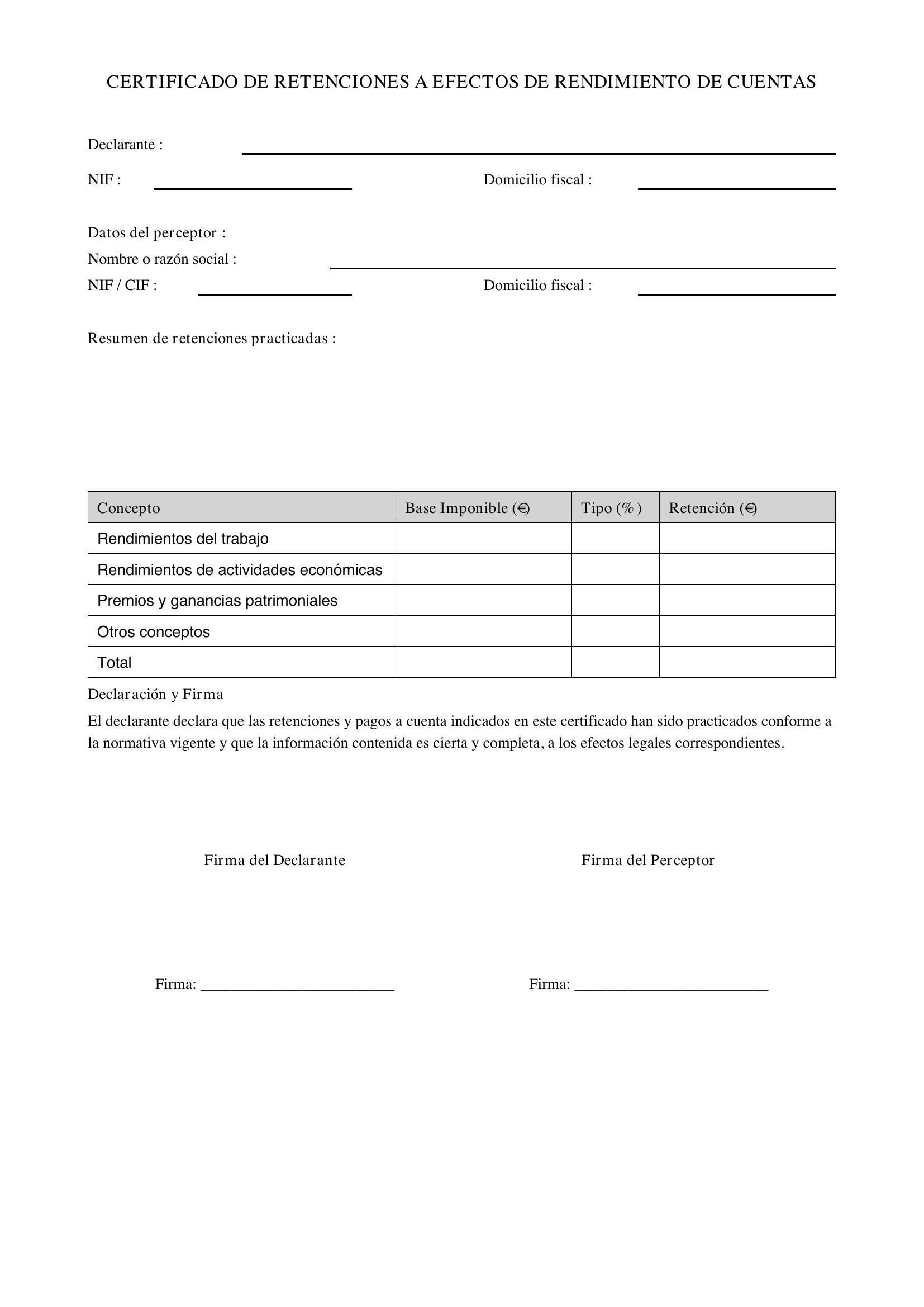 Modelo Certificado De Retenciones Para Rellenar